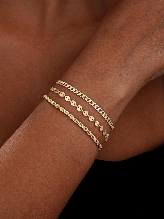 Anthropologie Jewelry - Etoile Gold Dainty Cuban Link Bracelet Stack Set